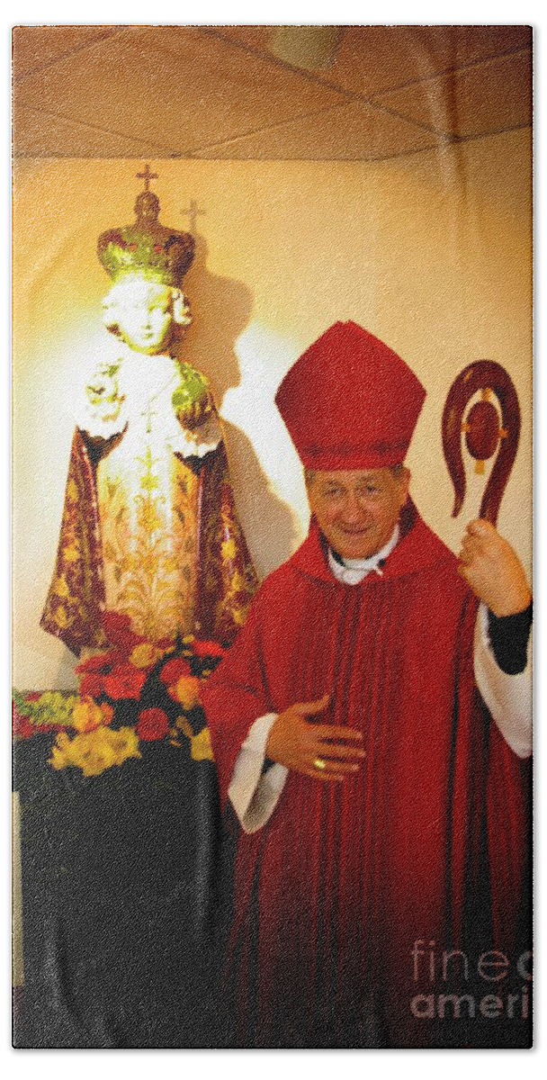 Frank-j-casella Beach Towel featuring the photograph Infant Jesus and the Archbishop by Frank J Casella