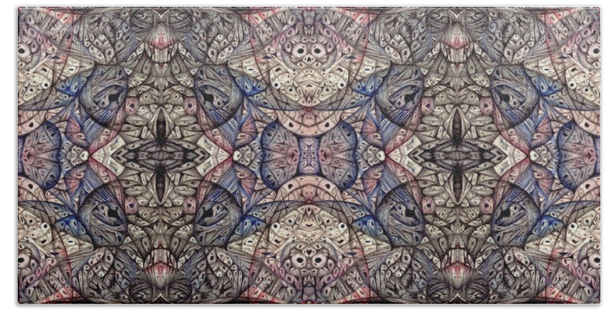 Digitally Altered Ballpoint Drawings Beach Towel featuring the digital art From One Many the I Left All My Chocolate In Pittsburgh group #14 by Jack Dillhunt