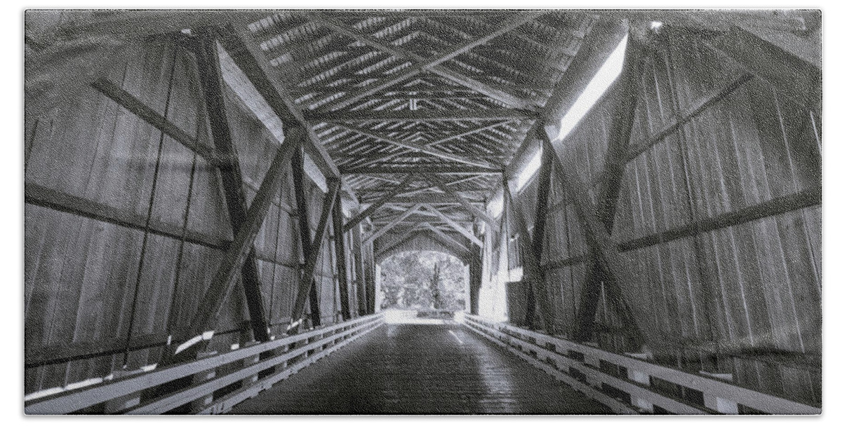Covered Bridge Beach Towel featuring the photograph Interior of Covered Bridge by Catherine Avilez