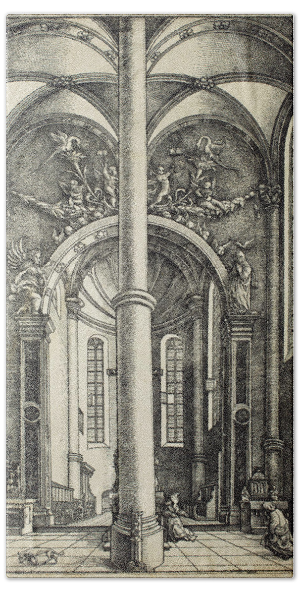 Daniel Hopfer Beach Towel featuring the drawing Interior of the Church of Saint Katherine by Daniel Hopfer