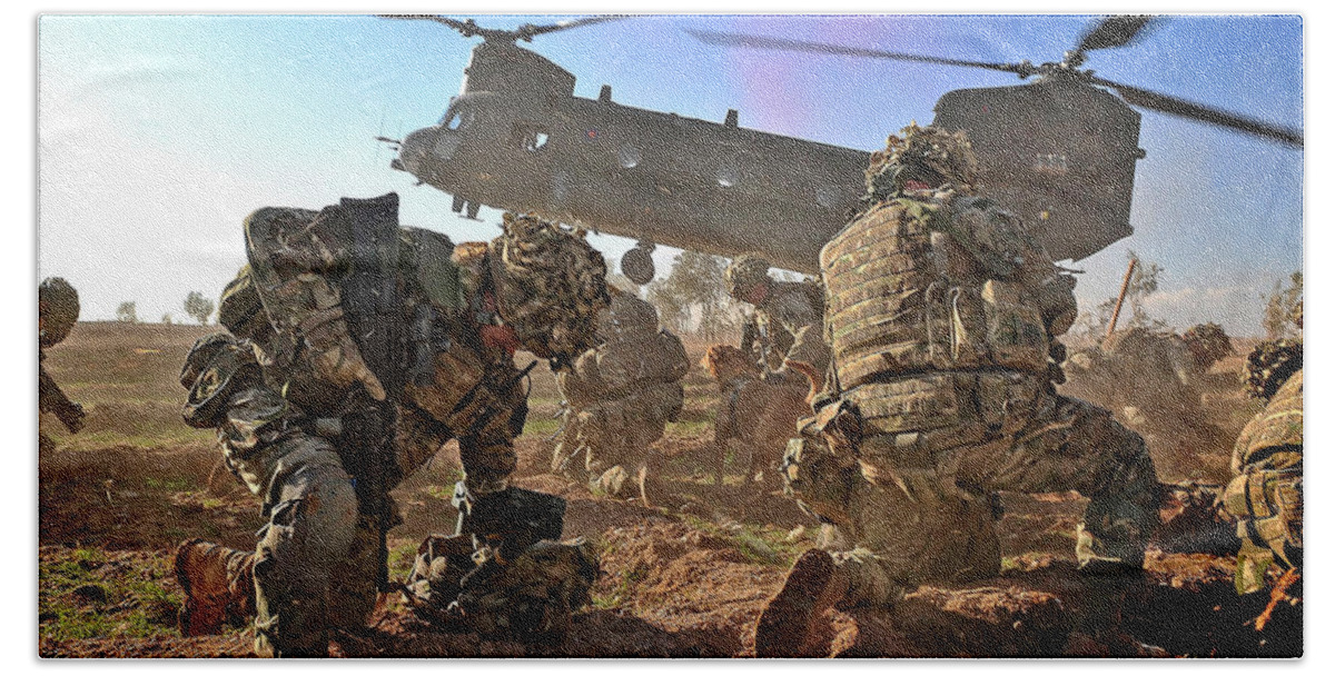 Army Beach Towel featuring the photograph Into Battle by Roy Pedersen
