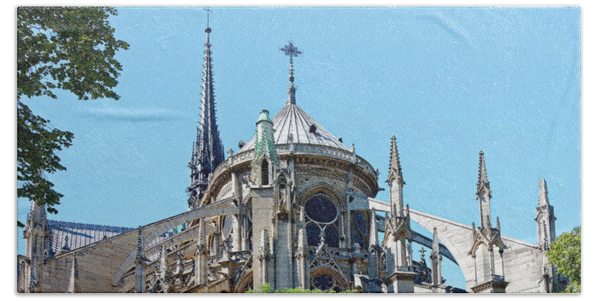 Notre Dame Cathedral Beach Towel featuring the photograph Intricate Notre Dame Cathedral by Sally Weigand