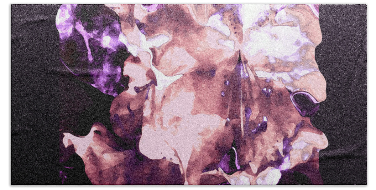 Iris Beach Towel featuring the mixed media Iris of the Spring Equinox by Zsanan Studio