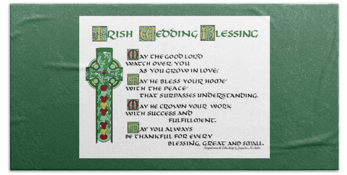 Irish Beach Sheet featuring the drawing Irish Celtic Wedding Blessing by Jacqueline Shuler