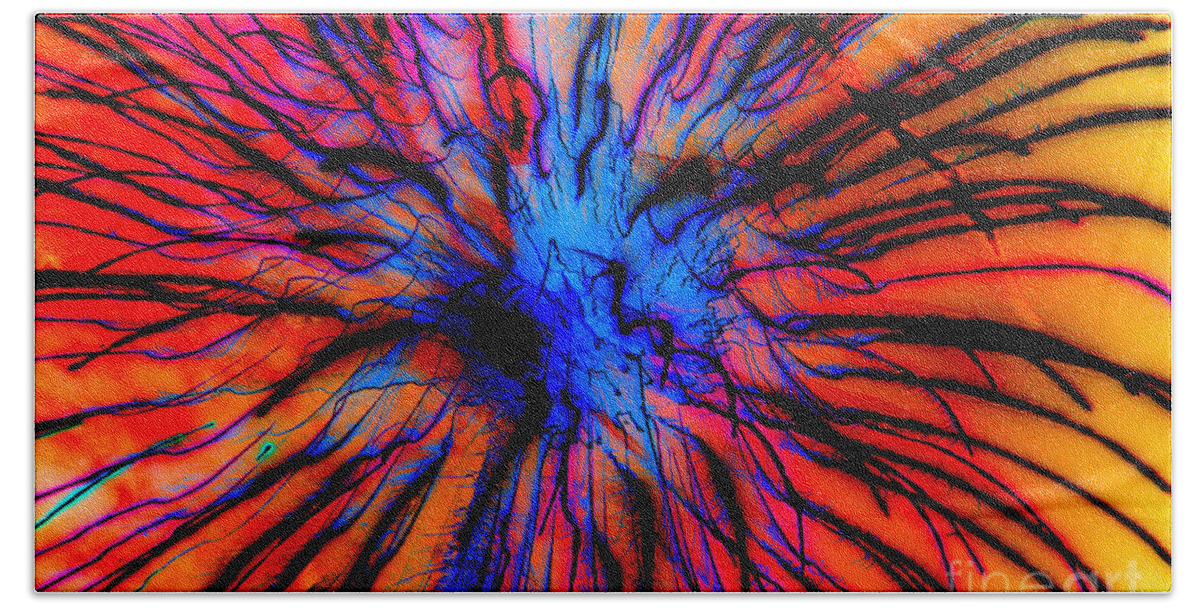 Firework Beach Towel featuring the photograph It Came Out Of The Blue by Leah McPhail