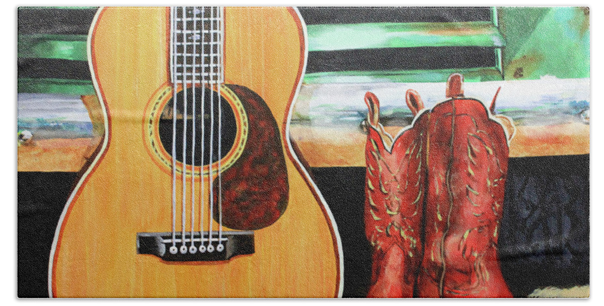 Guitars Beach Towel featuring the painting It's a Mississippi Thing by Karl Wagner