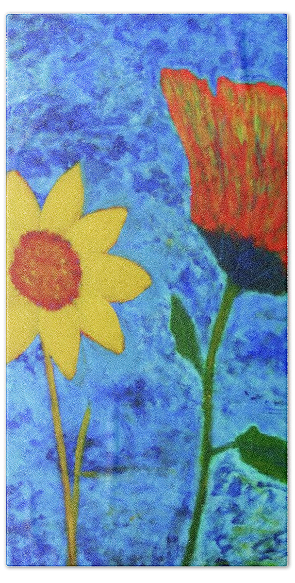 Flowers Beach Sheet featuring the painting It's O.K. to be different by John Scates