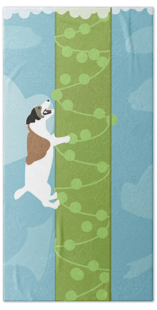 Jack Russell Beach Towel featuring the digital art Jack and the Bean Stalk by Caroline Elgin