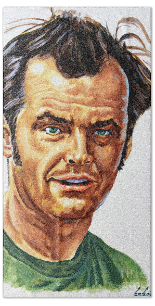 Jack Nicholson Beach Towel featuring the painting Jack Nicholson by Star Portraits Art