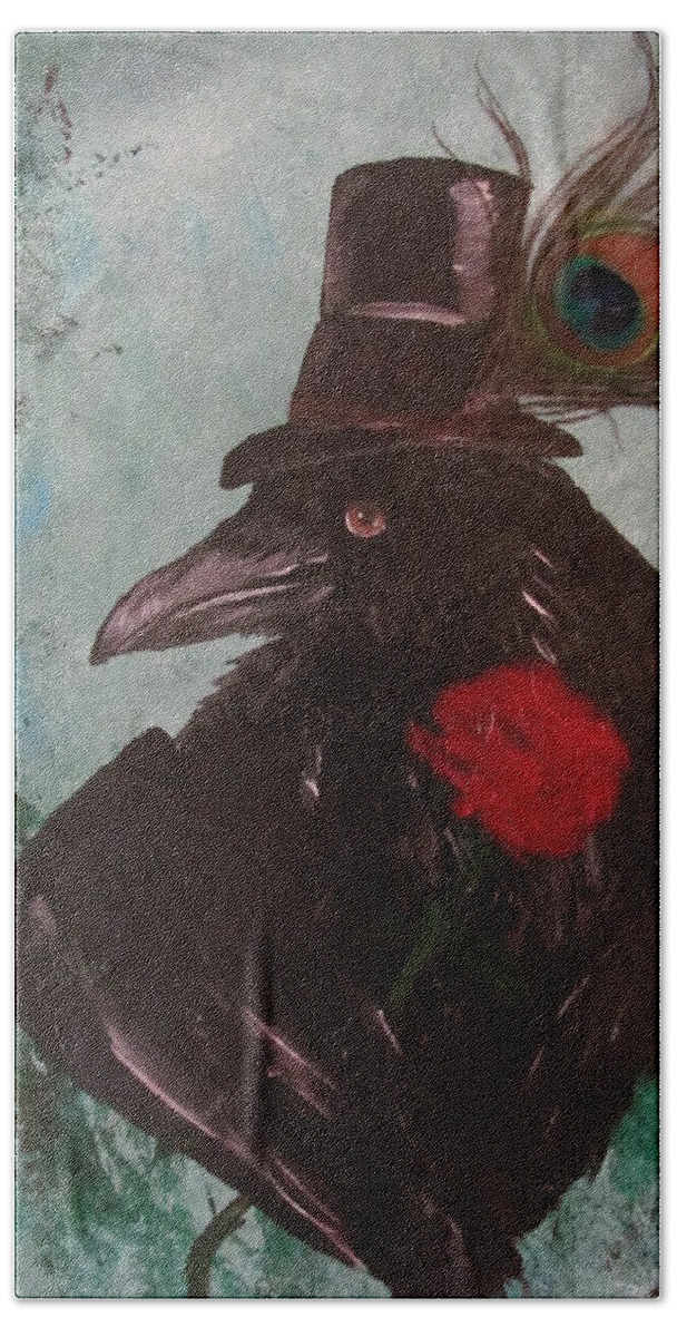 Raven Beach Towel featuring the painting Jack the Ladd by Susan Voidets