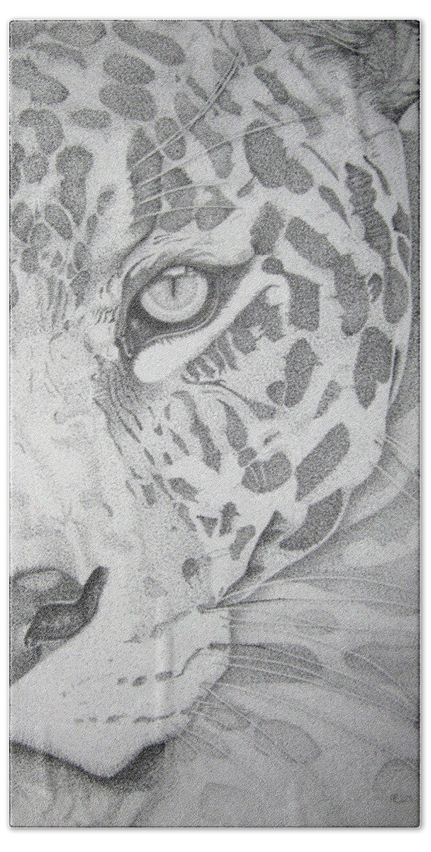  Jaguar Photographs Beach Towel featuring the drawing Jaguar Pointillism by Mayhem Mediums