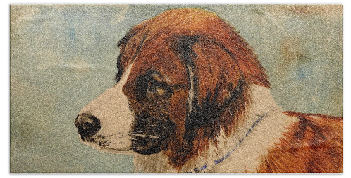 Dog Beach Sheet featuring the painting Jake by Betty-Anne McDonald