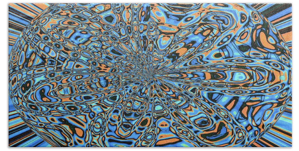 Janca Abstract With Blue 9646w3 Beach Towel featuring the digital art Janca Abstract With Blue 9646w3 by Tom Janca