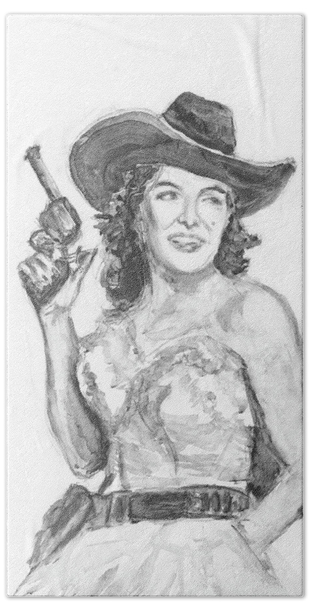 Jane Beach Towel featuring the painting Jane Russell by Sheila Johns