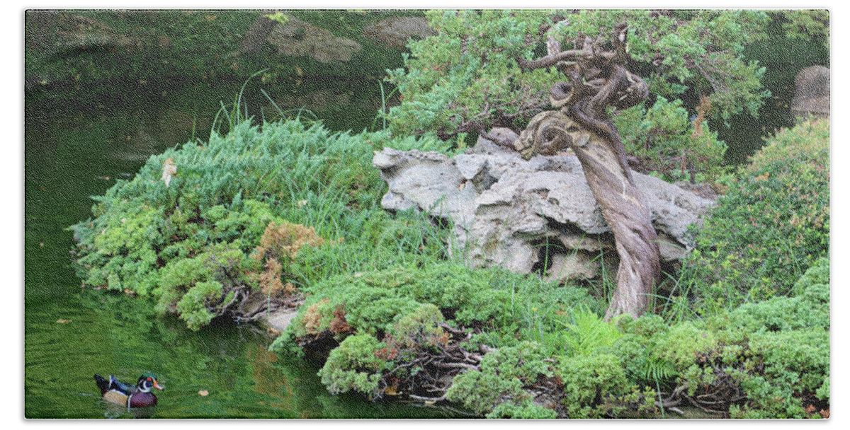 Japanese Garden Beach Towel featuring the photograph Japanese Gardens - Saturday Afternoon 01 by Pamela Critchlow