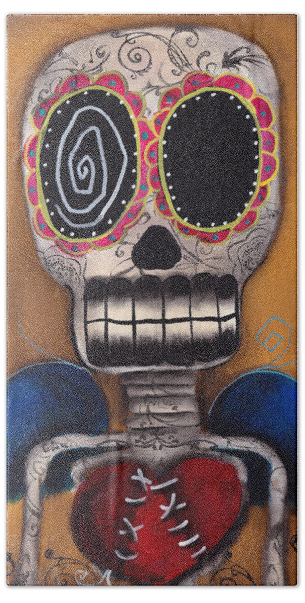Day Of The Dead Beach Towel featuring the painting Javier by Abril Andrade