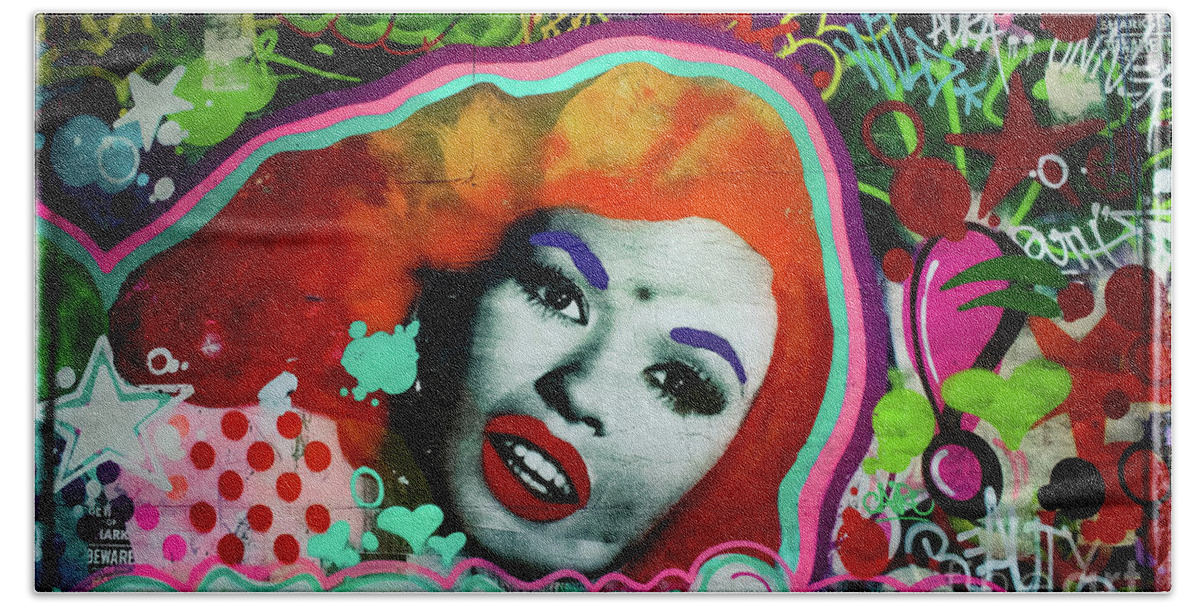 Graffiti Beach Towel featuring the photograph Jayne Mansfield Red - Pop Art by Colleen Kammerer