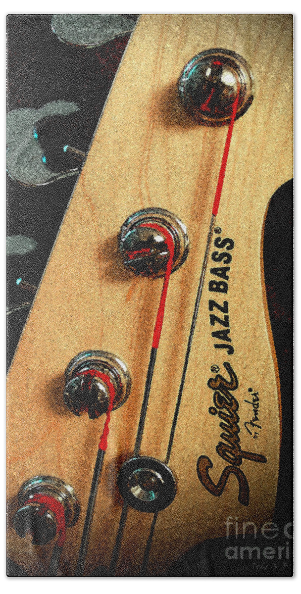 Still Life Beach Towel featuring the digital art Jazz Bass Headstock by Todd Blanchard