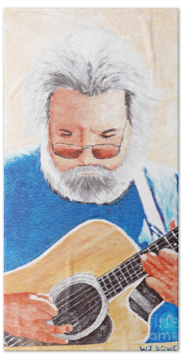 Portrait Beach Sheet featuring the painting Jerry Garcia by William Bowers