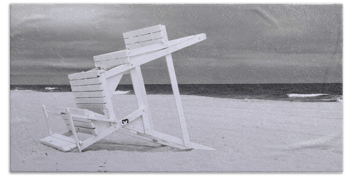 Island Beach State Park Beach Towel featuring the photograph Jersey Shore 2 - B and W by Allen Beatty