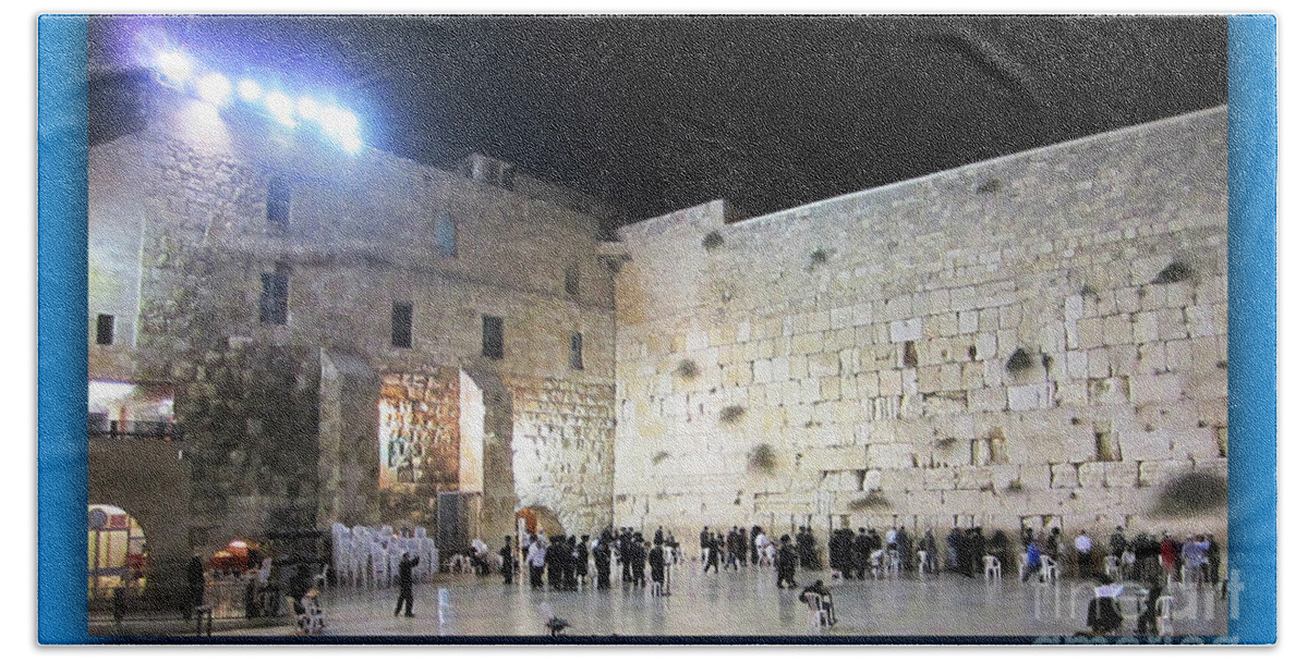 Jerusalem Beach Sheet featuring the photograph Jerusalem Western Wall - Our Heritage Now and Forever by John Shiron