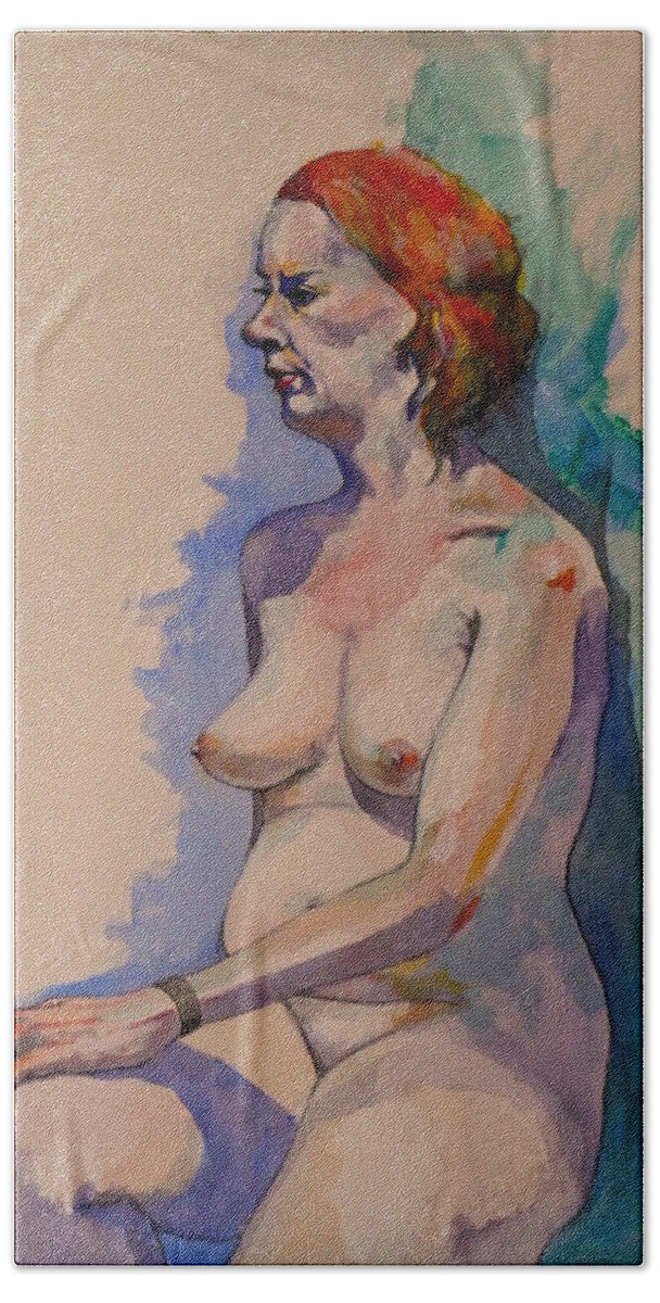 Watercolour Beach Towel featuring the painting Jessica by Ray Agius