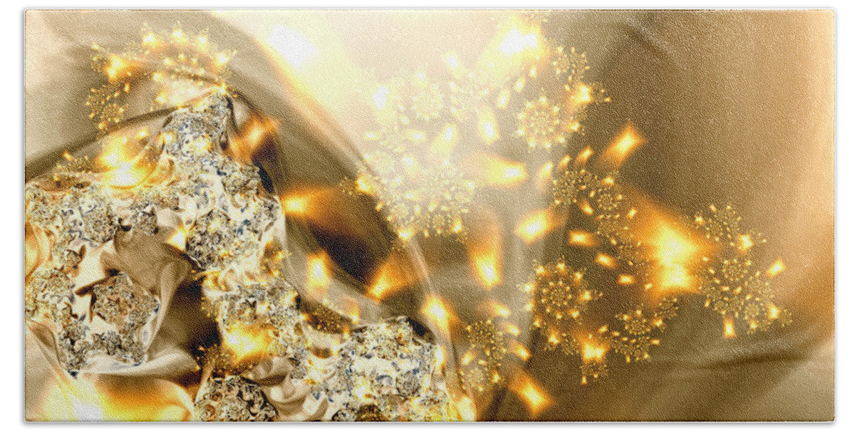 Gold And Silver Beach Towel featuring the digital art Jewels and Satin by Claire Bull