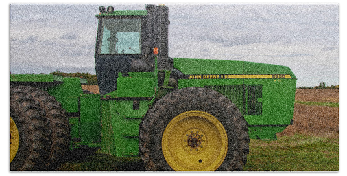 Tractor Beach Sheet featuring the photograph John Deere Green 3159 by Guy Whiteley