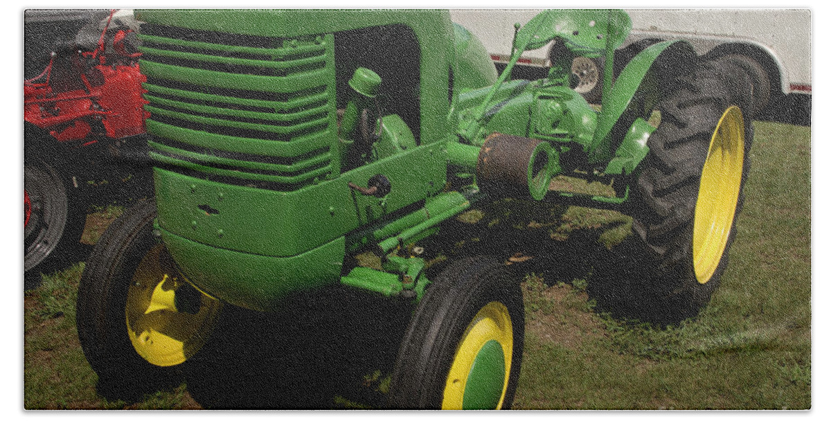 Tractor Beach Towel featuring the photograph John Deere Tractor by Mike Eingle