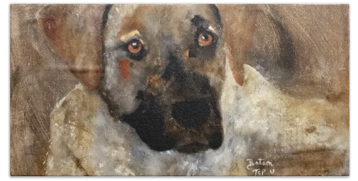 Dog Beach Sheet featuring the painting John Henry by Barbie Batson
