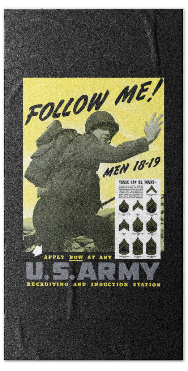 Army Beach Towel featuring the painting Join The US Army - Follow Me by War Is Hell Store