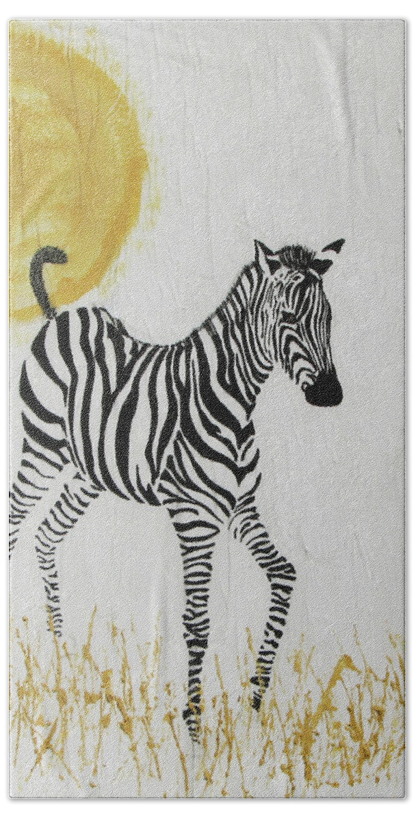 Zebra Beach Towel featuring the painting Joyful by Stephanie Grant