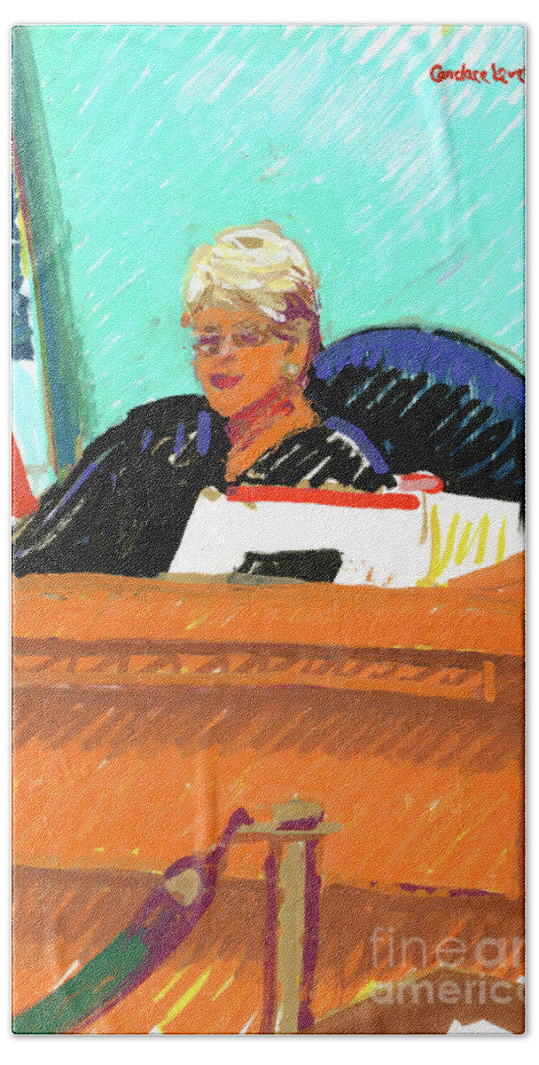 Candace Lovely Beach Towel featuring the painting Judge Rita Simons by Candace Lovely