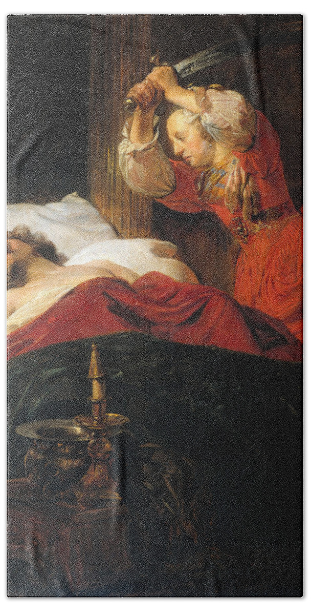 Jan De Bray Beach Towel featuring the painting Judith and Holofernes by Jan de Bray