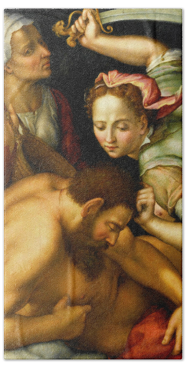 Pier Francesco Foschi Beach Towel featuring the painting Judith and Holofernes by Pier Francesco Foschi