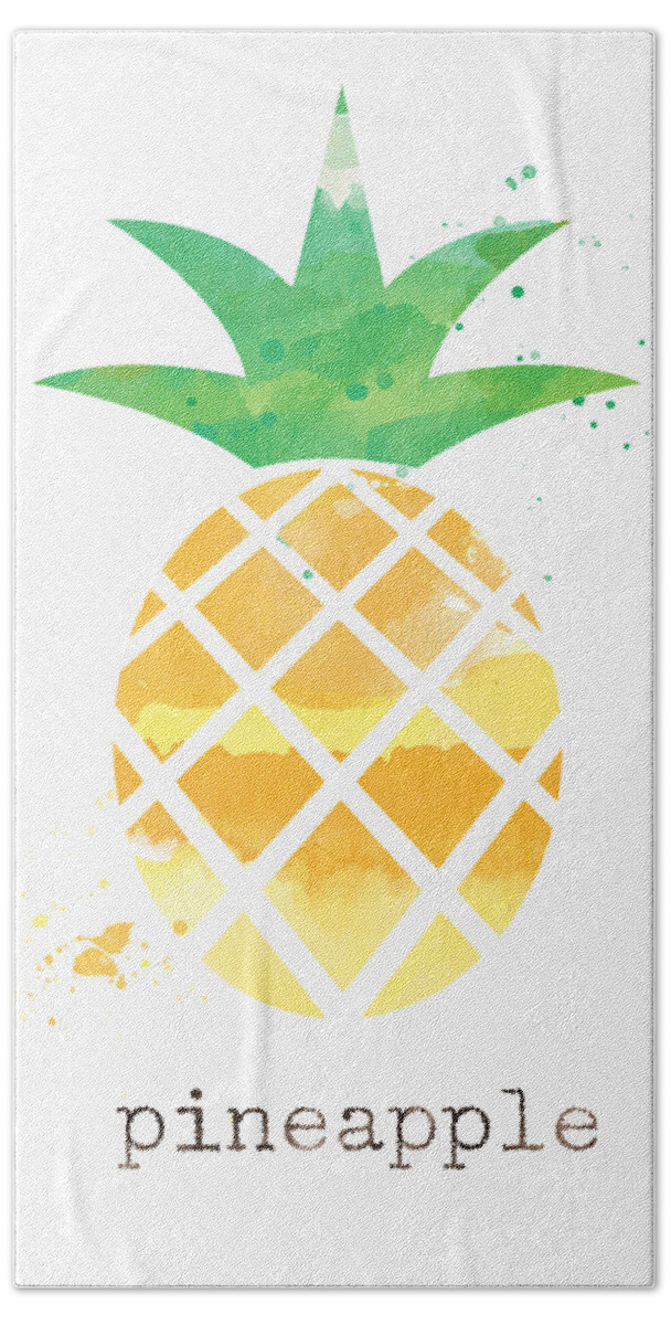 Pineapple Beach Towel featuring the painting Juicy Pineapple by Linda Woods