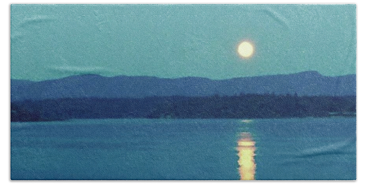 Blue Beach Towel featuring the photograph July's Blue Moon. #friday #bluemoon by Ginger Oppenheimer