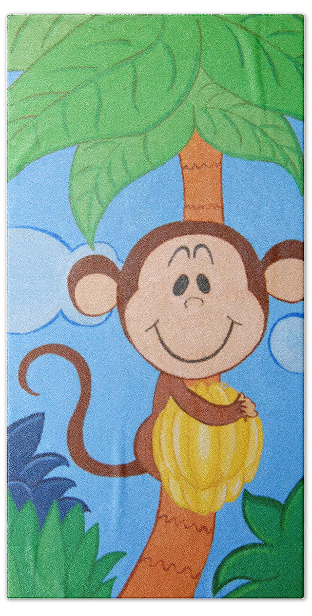 Monkey Beach Towel featuring the painting Jungle Monkey by Valerie Carpenter