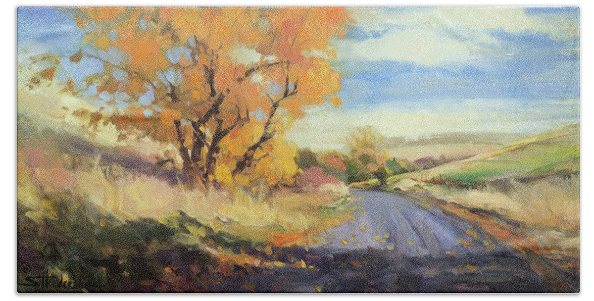 Country Beach Sheet featuring the painting Just Around the Corner by Steve Henderson