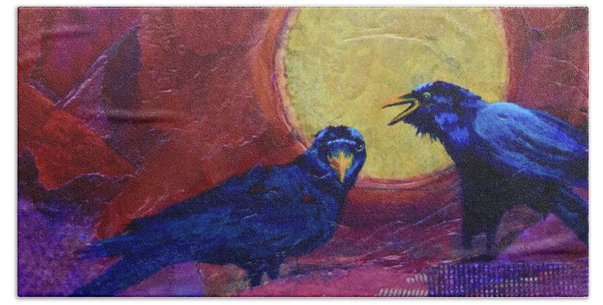 Birds Beach Towel featuring the painting Just Sayin' by Nancy Jolley