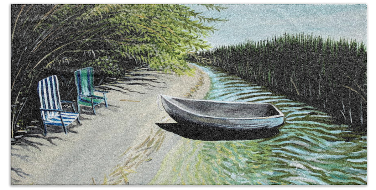Boat Beach Sheet featuring the painting Just You and I by Elizabeth Robinette Tyndall
