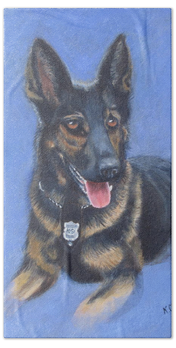 Pets Beach Towel featuring the painting K-9 Moses by Kathie Camara