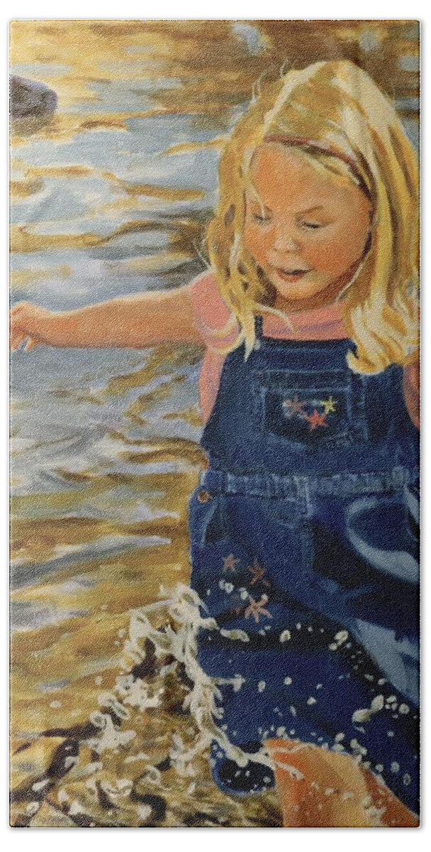 Girl Beach Sheet featuring the painting Kate Splashing by David Gilmore