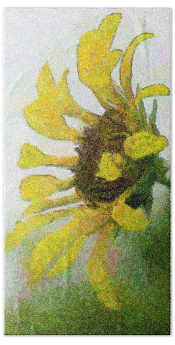 Sunflower Beach Towel featuring the painting Kate's Sunflower by Jeffrey Kolker