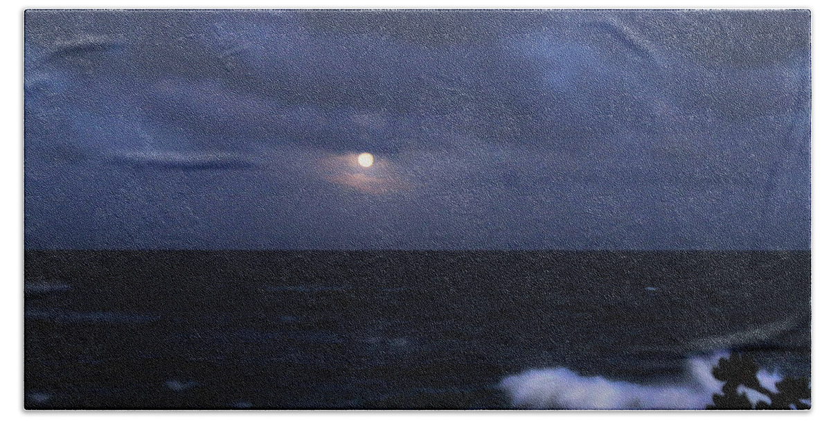 Bonnie Follett Beach Towel featuring the photograph Kauai Moon at Poipu by Bonnie Follett
