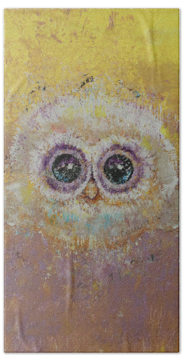 Kawaii Beach Towel featuring the painting Hoot by Michael Creese