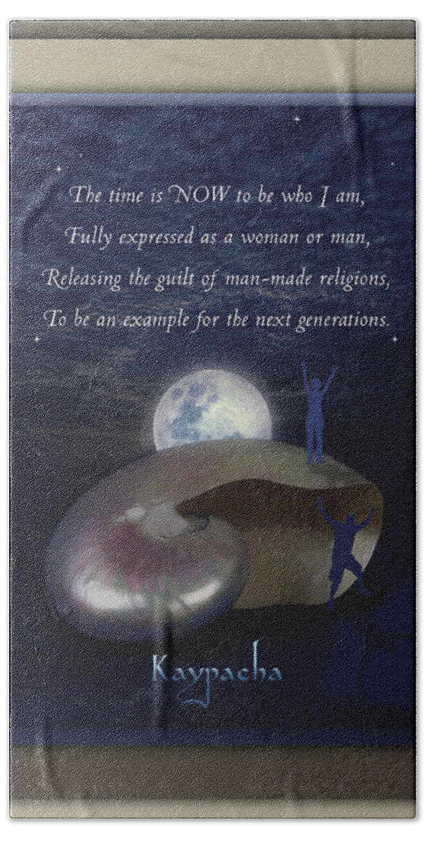 Full Moon Beach Towel featuring the mixed media Kaypacha's mantra 3.3.2015 by Richard Laeton