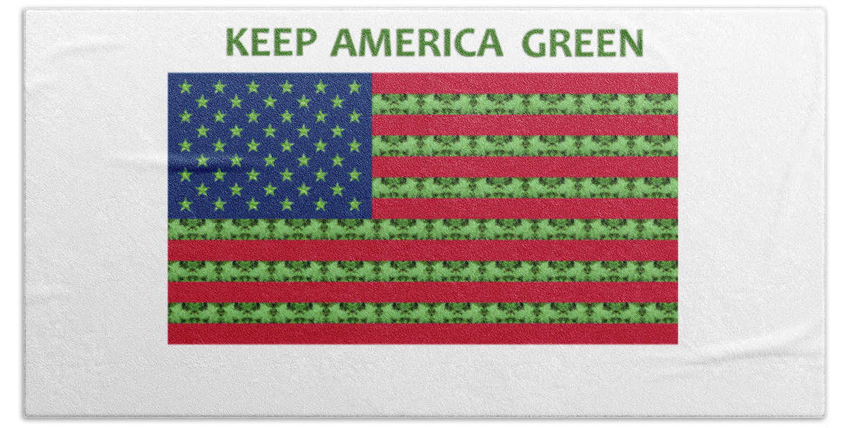 Save The Earth Beach Towel featuring the digital art Keep America Green USA Flag by Julia L Wright