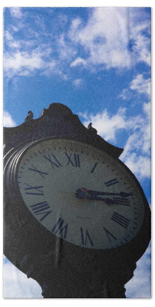 Clock Beach Towel featuring the photograph Key West Street Clock by Ed Gleichman