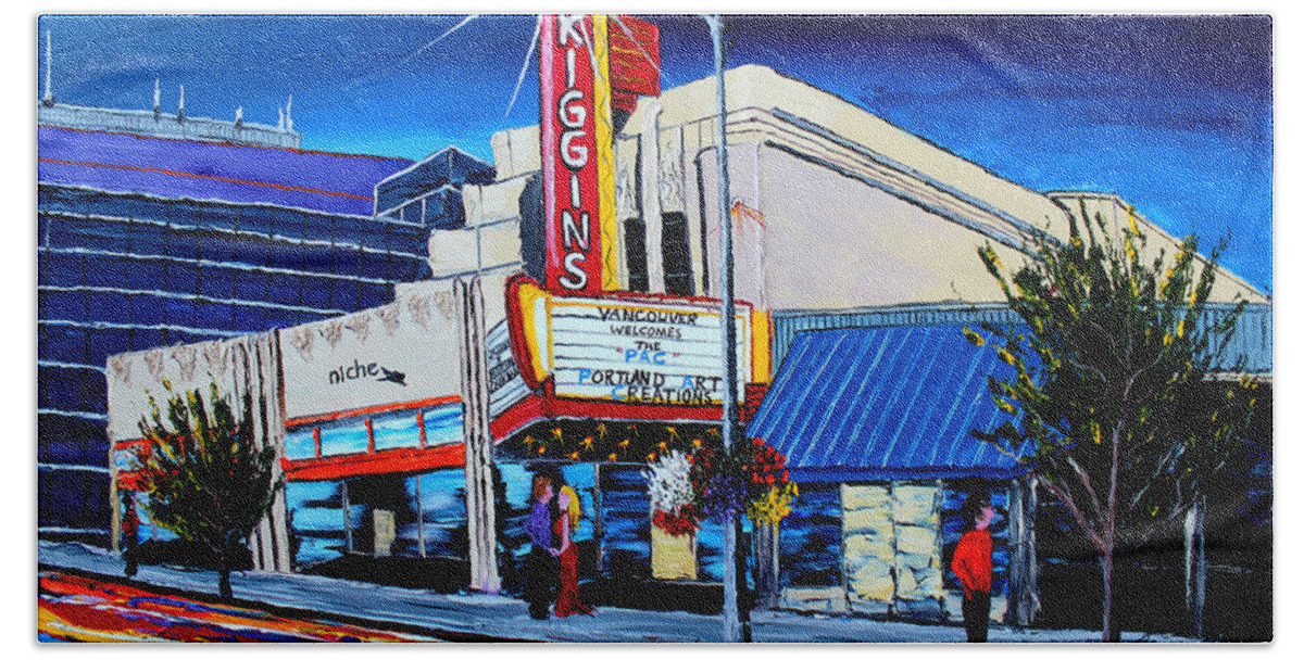  Beach Towel featuring the painting KigginsTheater #1 by James Dunbar